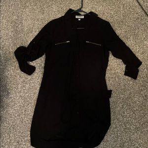 Black long sleeved shirt dress